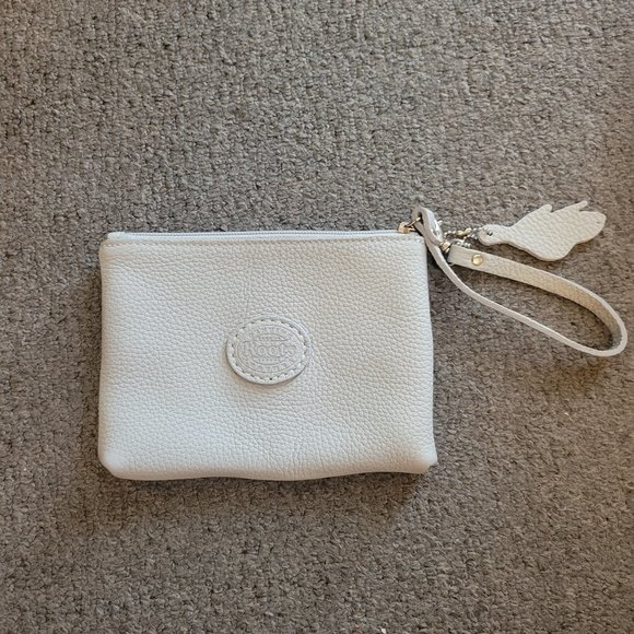 Roots Handbags - ROOTS Genuine Leather Light Blue Clutch with Zipper and Strap